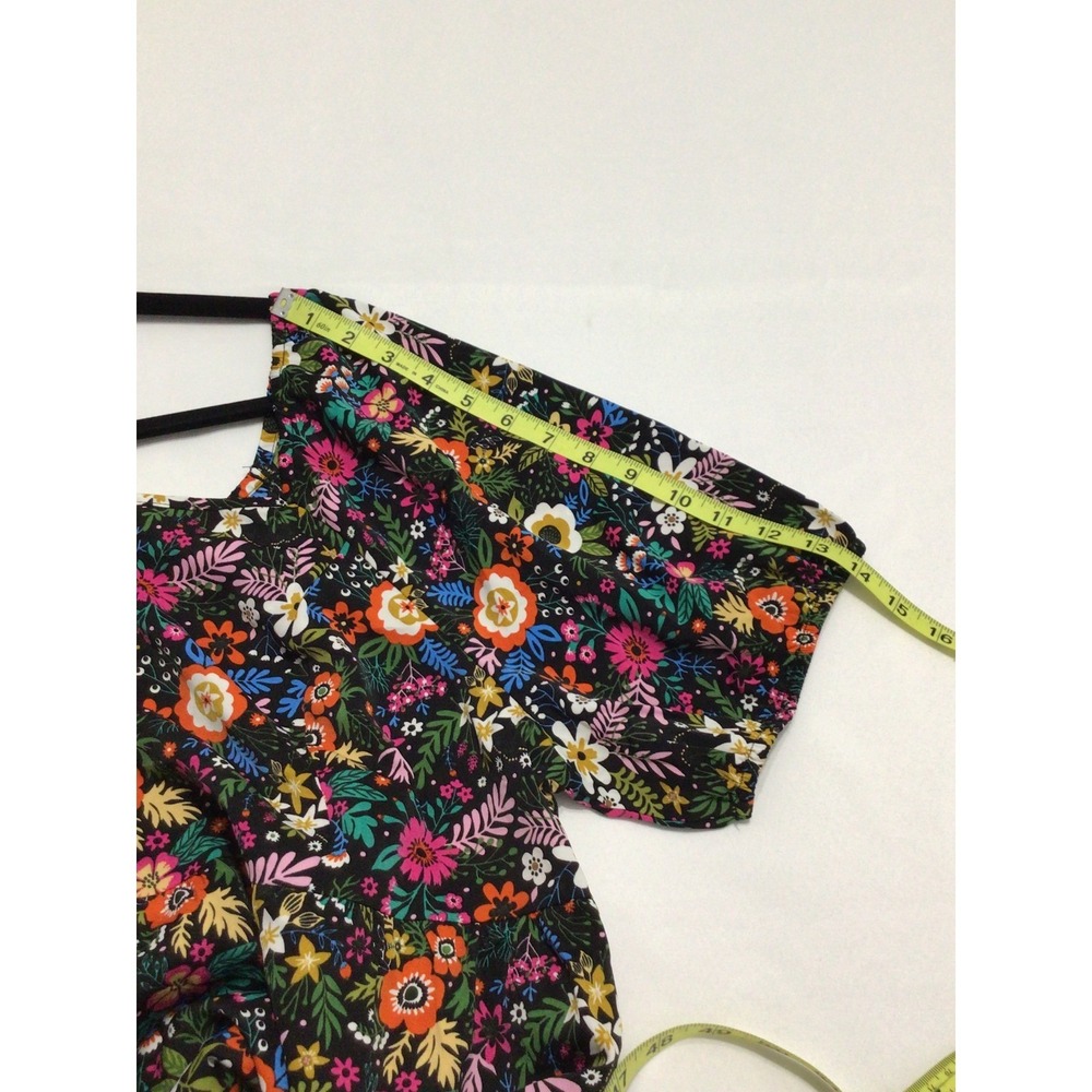 Bloomchic Women Floral Square Neck Tiered Babydoll Top Short Sleeve Multi Color - Picture 5 of 7